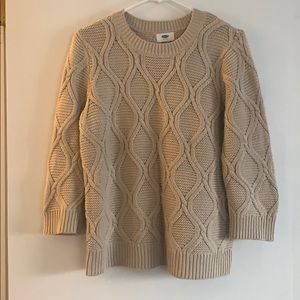 Old Navy Tan 3/4 Sleeve Crewneck Sweater